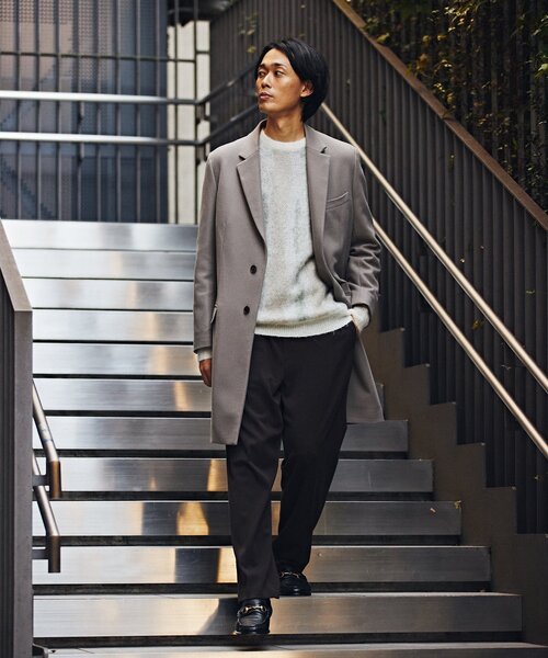 EDIFICE(エディフィス)の「SUPER 120’s ブレンド メルトン チェスターコート(チェスターコート・メンズ・ネイビー/チャコールグレー/ベージュ・SMALL/MEDIUM/LARGE/X-LARGE)」の21枚目の写真