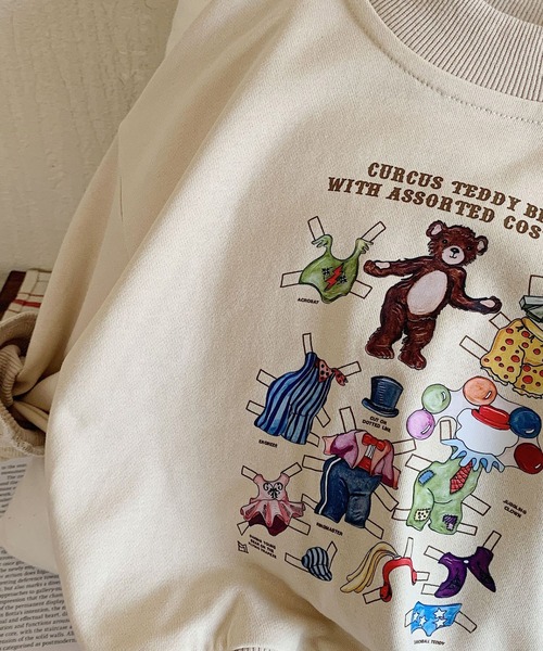 aimoha(アイモハ)の「aimoha-KIDS- 子供服 かわいいレトロ調クマプリントスウェットセットアップ(スウェット・キッズ・ライトベージュ/グレー・100/110/120/140/90/130)」の5枚目の写真