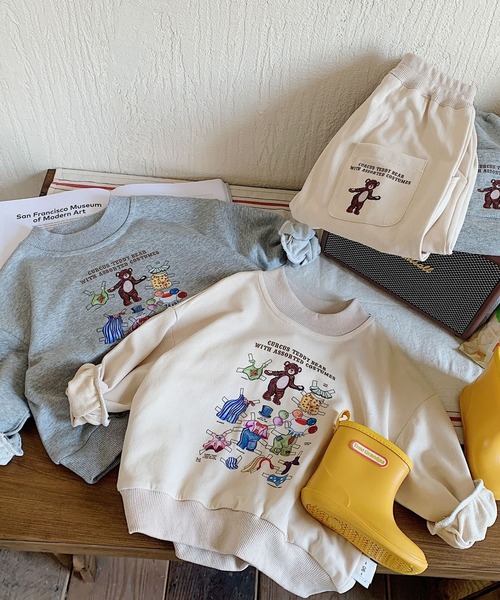 aimoha(アイモハ)の「aimoha-KIDS- 子供服 かわいいレトロ調クマプリントスウェットセットアップ(スウェット・キッズ・ライトベージュ/グレー・100/110/120/140/90/130)」の8枚目の写真