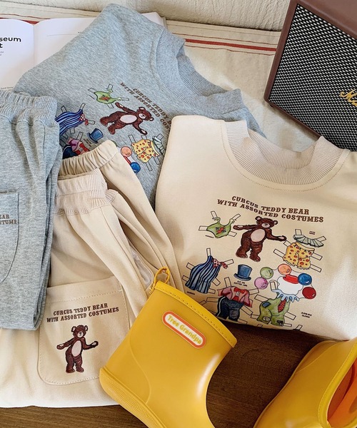 aimoha(アイモハ)の「aimoha-KIDS- 子供服 かわいいレトロ調クマプリントスウェットセットアップ(スウェット・キッズ・ライトベージュ/グレー・100/110/120/140/90/130)」の10枚目の写真