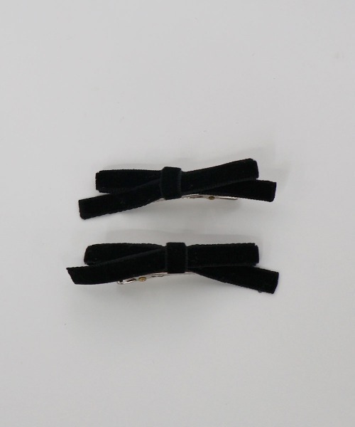CEMONEMO（セモネモ）の「ベロア 細リボンピン 2セット（ヘアピン・レディース・ブラック・FREE）」の6枚目の写真