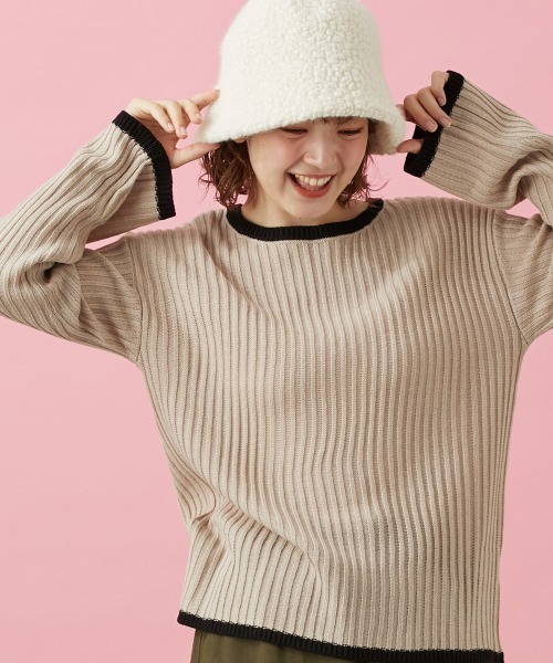 Le temps riche(ルタンリッシュ)の「袖ボタンバイカラーリブニット<Le temps riche>(ニット/セーター・レディース・ベージュ/アイボリー/ブラック/杢グレー・M)」の21枚目の写真
