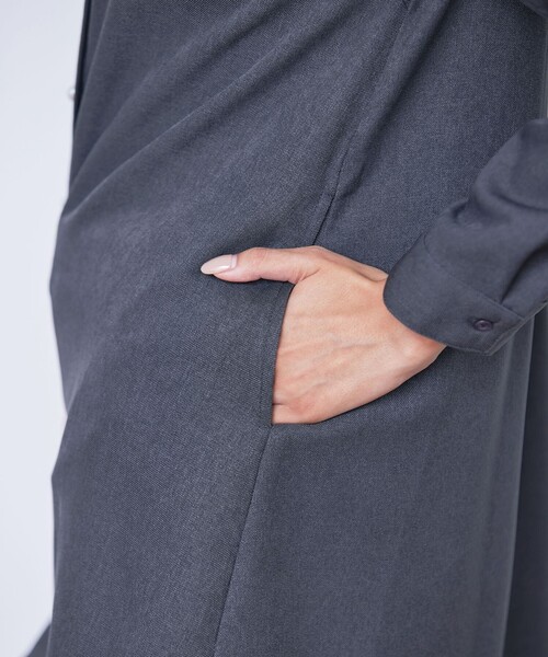 Tiaclasse(ティアクラッセ)の「【洗える】ウール調パールボタンシャツチュニックブラウス(シャツ/ブラウス・レディース・キナリ/ブルー/モカ/チャコールグレー・XL/XXL)」の15枚目の写真