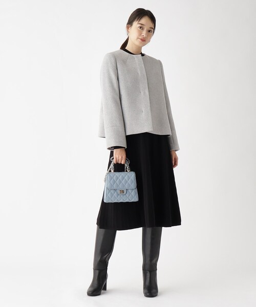 index(インデックス)の「◆≪S-LLsize≫ カシミヤ混ノーカラーショートコート(ノーカラーコート・レディース・アイボリー/ブルー系その他7/ブラック系7/グレー/ダークブラウン・42/38/36/40)」の13枚目の写真