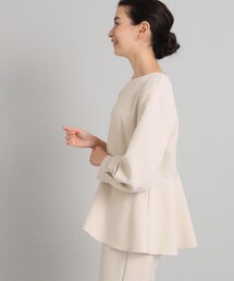 ◆≪通勤・セレモニー/セットアップ対応≫ ペプラムブラウス/ダブルクロス【洗濯機洗い可】