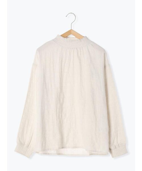 Samansa Mos2（サマンサ モスモス）の「柄アソート襟シャーリングブラウス（シャツ/ブラウス・レディース・チャコールグレー/オフホワイト/ネイビー/キナリ・F）」の9枚目の写真