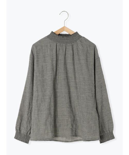 Samansa Mos2（サマンサ モスモス）の「柄アソート襟シャーリングブラウス（シャツ/ブラウス・レディース・チャコールグレー/オフホワイト/ネイビー/キナリ・F）」の8枚目の写真