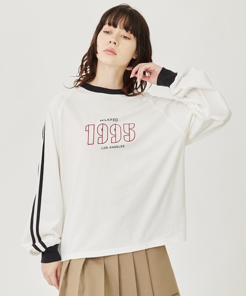MILKFED.（ミルクフェド）の「SIDE STRIPE L/S TOP（Tシャツ/カットソー・レディース・ライトブルー/ネイビー/ホワイト・ONE SIZE）」の2枚目の写真