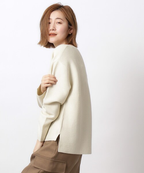 OPAQUE.CLIP（オペークドットクリップ）の「◆≪6color≫ ラメガーターボートネックニット【洗濯機洗い可】（ニット/セーター・レディース・グレー系その他/ベージュ系その他7/イエロー系その他7/ホワイト系8/グレー系4/サックスブルー系5・34/36/38/40/42）」の12枚目の写真