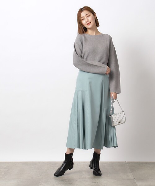 OPAQUE.CLIP（オペークドットクリップ）の「◆≪6color≫ ラメガーターボートネックニット【洗濯機洗い可】（ニット/セーター・レディース・グレー系その他/ベージュ系その他7/イエロー系その他7/ホワイト系8/グレー系4/サックスブルー系5・34/36/38/40/42）」の14枚目の写真