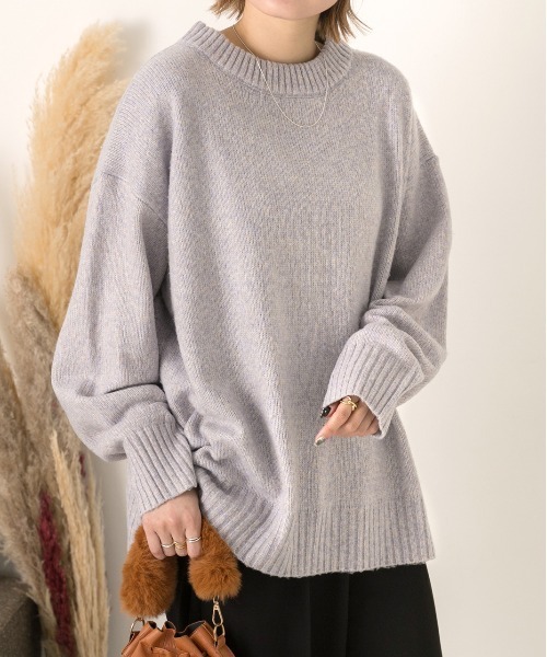 ad thie(アドティエ)の「クルーネック メランジニット(ニット/セーター・レディース・ライトブルー/アイボリー/ピンク/ブラック/ベージュ/杢グレー・FREE)」の5枚目の写真