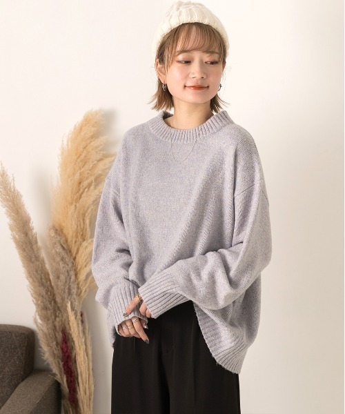 ad thie(アドティエ)の「クルーネック メランジニット(ニット/セーター・レディース・ライトブルー/アイボリー/ピンク/ブラック/ベージュ/杢グレー・FREE)」の16枚目の写真