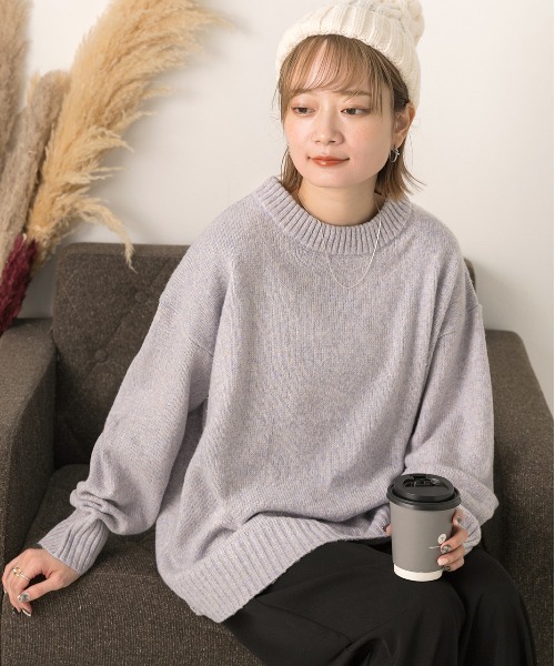 ad thie(アドティエ)の「クルーネック メランジニット(ニット/セーター・レディース・ライトブルー/アイボリー/ピンク/ブラック/ベージュ/杢グレー・FREE)」の17枚目の写真