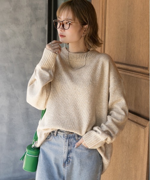 ad thie(アドティエ)の「クルーネック メランジニット(ニット/セーター・レディース・ライトブルー/アイボリー/ピンク/ブラック/ベージュ/杢グレー・FREE)」の11枚目の写真