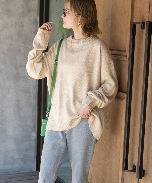 ad thie(アドティエ)の「クルーネック メランジニット(ニット/セーター・レディース・ライトブルー/アイボリー/ピンク/ブラック/ベージュ/杢グレー・FREE)」の12枚目の写真
