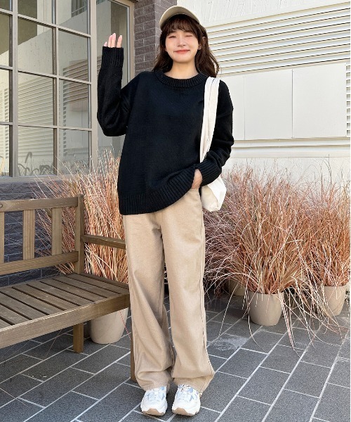 ad thie(アドティエ)の「クルーネック メランジニット(ニット/セーター・レディース・ライトブルー/アイボリー/ピンク/ブラック/ベージュ/杢グレー・FREE)」の7枚目の写真