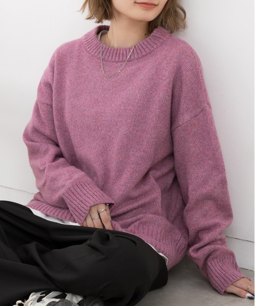 ad thie(アドティエ)の「クルーネック メランジニット(ニット/セーター・レディース・ライトブルー/アイボリー/ピンク/ブラック/ベージュ/杢グレー・FREE)」の20枚目の写真