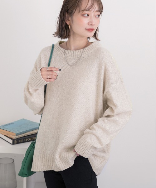 ad thie(アドティエ)の「クルーネック メランジニット(ニット/セーター・レディース・ライトブルー/アイボリー/ピンク/ブラック/ベージュ/杢グレー・FREE)」の14枚目の写真