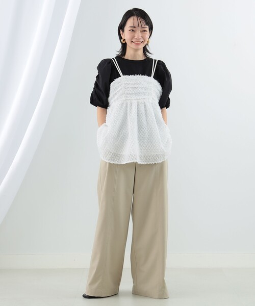 Ray BEAMS（レイビームス）の「Ray BEAMS / フリンジ フレア キャミソール（キャミソール・レディース・ブラック/ホワイト・1/0）」の3枚目の写真