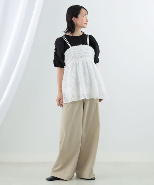 Ray BEAMS（レイビームス）の「Ray BEAMS / フリンジ フレア キャミソール（キャミソール・レディース・ブラック/ホワイト・1/0）」の10枚目の写真