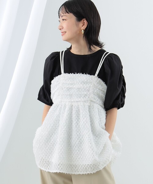 「Ray BEAMS」 キャミソールブラウス 1 ブラック レディース Ray BEAMS（レイビームス）の「Ray BEAMS / サテン