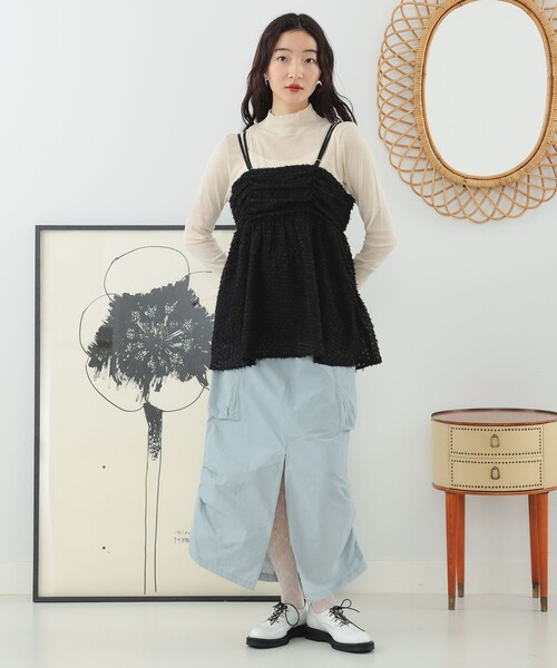 Ray BEAMS（レイビームス）の「Ray BEAMS / フリンジ フレア キャミソール（キャミソール・レディース・ブラック/ホワイト・1/0）」の18枚目の写真