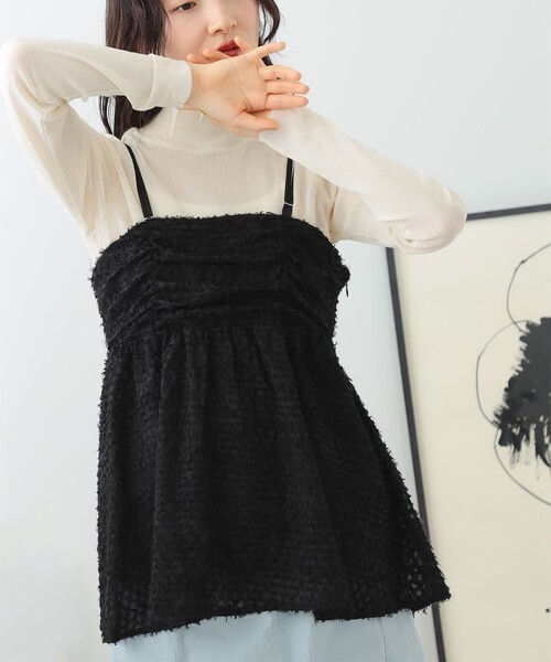 Ray BEAMS（レイビームス）の「Ray BEAMS / フリンジ フレア キャミソール（キャミソール・レディース・ブラック/ホワイト・1/0）」の20枚目の写真