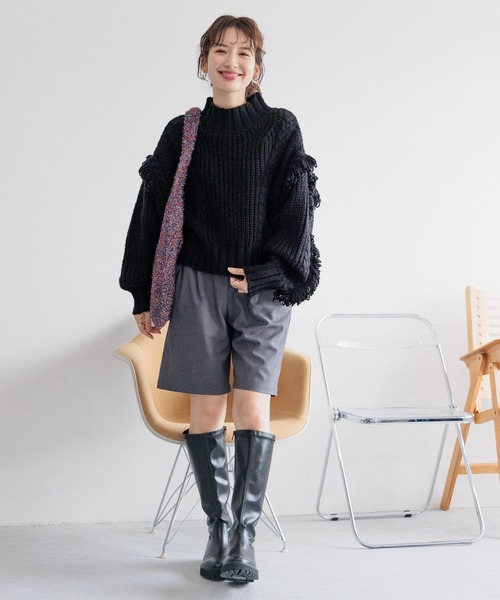 LEPSIM(レプシィム)の「センタープレスショートパンツ 989676(その他パンツ・レディース・ブラック/グレー・FREE)」の9枚目の写真