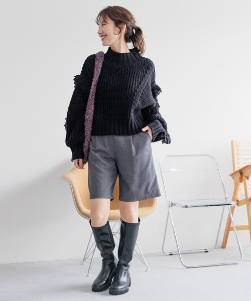 LEPSIM(レプシィム)の「センタープレスショートパンツ 989676(その他パンツ・レディース・ブラック/グレー・FREE)」の11枚目の写真