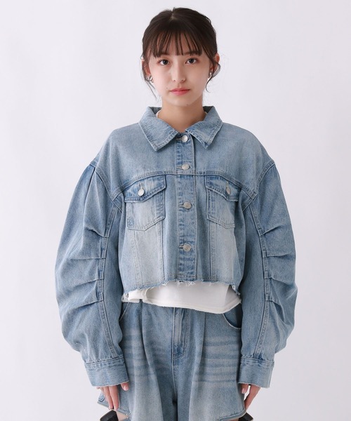 repipi armario（レピピ アルマリオ）の「デニム袖タックGジャン（デニムジャケット・キッズ・ライトブルー・MEDIUM/LARGE/SMALL）」の10枚目の写真