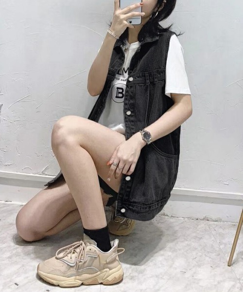 Miniministore（ミニミニストア）の「デニムベスト レディース デニムチョッキ（ベスト・レディース・サックスブルー/ブラック・フリー）」の5枚目の写真
