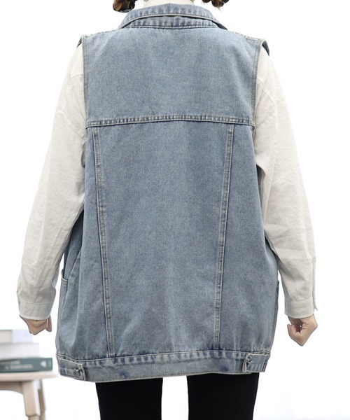 Miniministore（ミニミニストア）の「デニムベスト レディース デニムチョッキ（ベスト・レディース・サックスブルー/ブラック・フリー）」の12枚目の写真