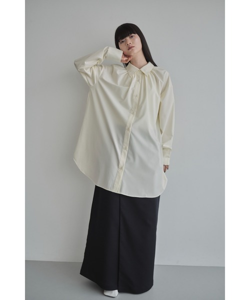 ポジャギ　128×70 ホワイトリネン　No.209 ⬜︎ セール】【Abor】ハイネックシャーリングオーバーシャツ（シャツ