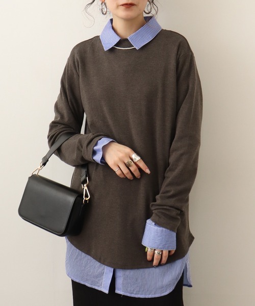 atONE(アットワン)の「atONE つまり過ぎない絶妙ネック!プチハイネックカットソー(Tシャツ/カットソー・レディース・ホワイト/チャコールグレー/ブラック/杢グレー・LL/L/M/3L/4L)」の3枚目の写真