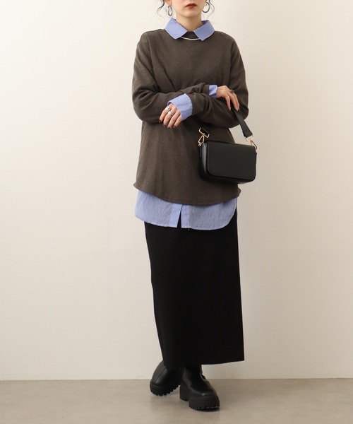 atONE(アットワン)の「atONE つまり過ぎない絶妙ネック!プチハイネックカットソー(Tシャツ/カットソー・レディース・ホワイト/チャコールグレー/ブラック/杢グレー・LL/L/M/3L/4L)」の21枚目の写真