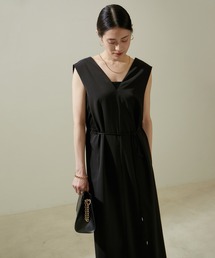 SALON adam et rope' | [24SS]Vネックジャンパースカート【洗える・UVケア・防シワ】(ジャンパースカート)