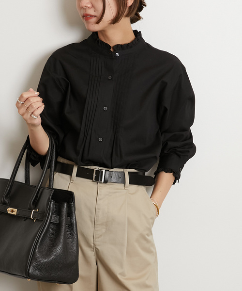 JOURNAL STANDARD relume(ジャーナルスタンダード レリューム)の「《追加3》コットンブロードフリルブラウス(シャツ/ブラウス・レディース・ブルー系その他/ブラック/ホワイト・FREE)」の16枚目の写真