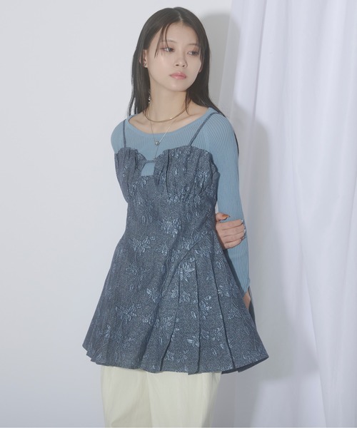 Ezick（エジック）の「Gross jacquard キャミチュニック（キャミソール・レディース・グレー/ブルー・FREE）」の14枚目の写真