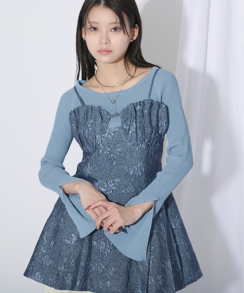 Gross jacquard キャミチュニック　ブラック Ezick（エジック）の「Gross jacquard キャミチュニック