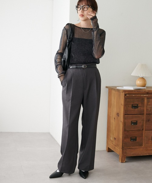 DISCOAT（ディスコート）の「【WEB限定】《新色追加！》ラメシアーT（Tシャツ/カットソー・レディース・ブラック/グレー/アイボリー/ブラウン/ピンク/チャコールグレー/ライトグレー/グレイッシュベージュ/ネイビー系・MEDIUM）」の14枚目の写真