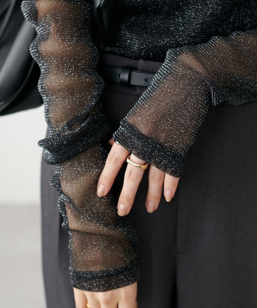 DISCOAT（ディスコート）の「【WEB限定】《新色追加！》ラメシアーT（Tシャツ/カットソー・レディース・ブラック/グレー/アイボリー/ブラウン/ピンク/チャコールグレー/ライトグレー/グレイッシュベージュ/ネイビー系・MEDIUM）」の19枚目の写真