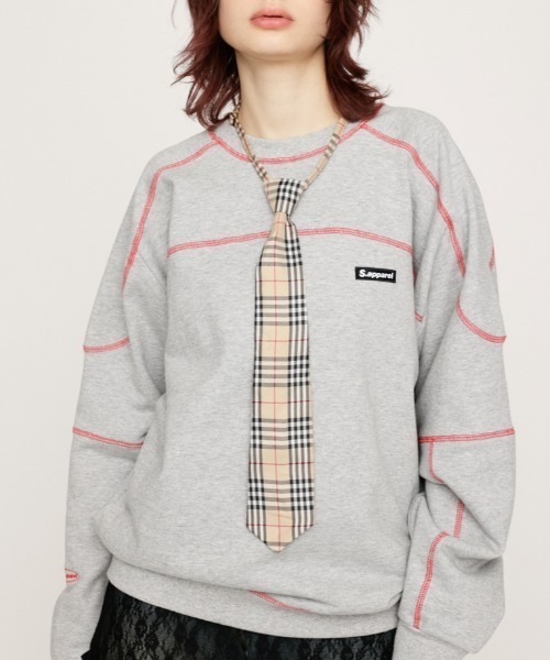 SLY（スライ）の「EMBROIDERY TIE エンブロイダリー タイ ネクタイ（ネクタイ・レディース・グレー系その他2/ベージュ系その他・FREE）」の2枚目の写真