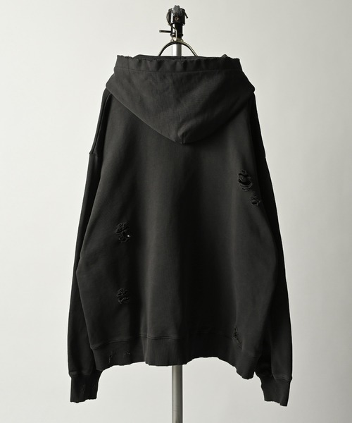 MASSIVE STORE（マッシブストア）の「【many men many mind/メニーメンメニーマインド】ダメージパーカー M2414000（パーカー・メンズ・グレー/ブラック・M/L）」の3枚目の写真