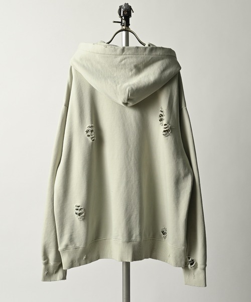 MASSIVE STORE（マッシブストア）の「【many men many mind/メニーメンメニーマインド】ダメージパーカー M2414000（パーカー・メンズ・グレー/ブラック・M/L）」の4枚目の写真