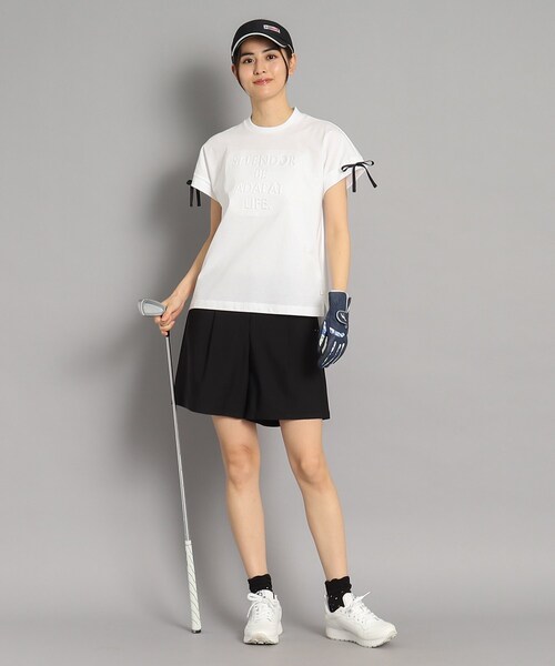 新品タグ付き★adabat ロゴデザイン リボン付き フレンチスリーブTシャツ セール】ロゴデザイン リボン付き フレンチスリーブTシャツ（T