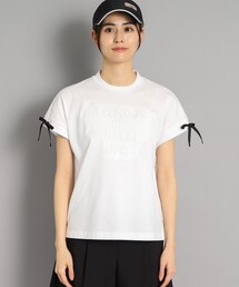 新品タグ付き★adabat ロゴデザイン リボン付き フレンチスリーブTシャツ セール】ロゴデザイン リボン付き フレンチスリーブTシャツ（T