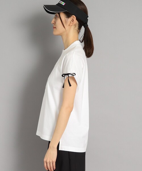 新品タグ付き★adabat ロゴデザイン リボン付き フレンチスリーブTシャツ セール】ロゴデザイン リボン付き フレンチスリーブTシャツ（T