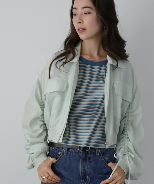 SALOON(サルーン)/袖シャーリングシアーブルゾン