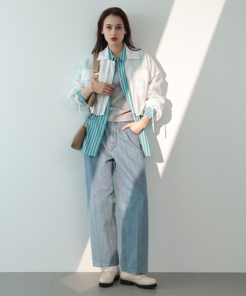 saloon（サルーン）の「SALOON(サルーン)/袖シャーリングシアーブルゾン（ブルゾン・レディース・ライトグリーン/オフホワイト/ブラック・FREE）」の6枚目の写真