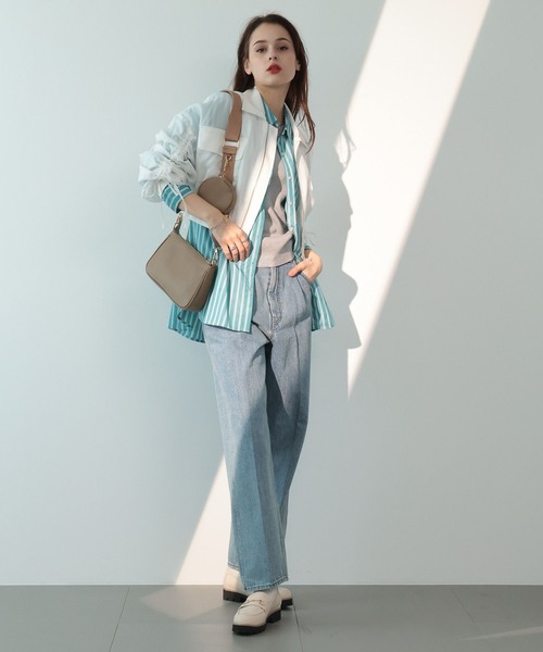 saloon（サルーン）の「SALOON(サルーン)/袖シャーリングシアーブルゾン（ブルゾン・レディース・ライトグリーン/オフホワイト/ブラック・FREE）」の7枚目の写真